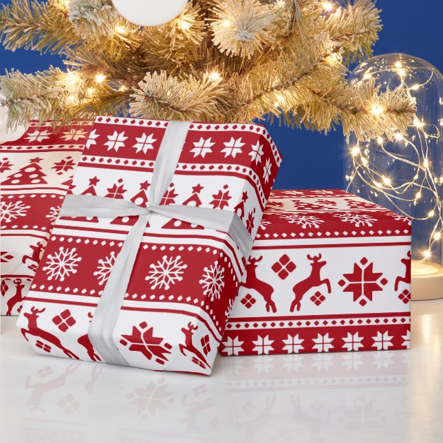 Papel De Presente Natal Feriado Padrão Nórdico Cozy (Feriados)