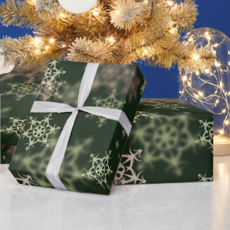 Papel De Presente Natal Férias Verde Flocos de Neve Natal