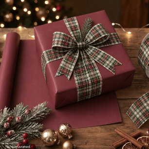 Papel De Presente Natal Festivo Sólido Avião Burgundy