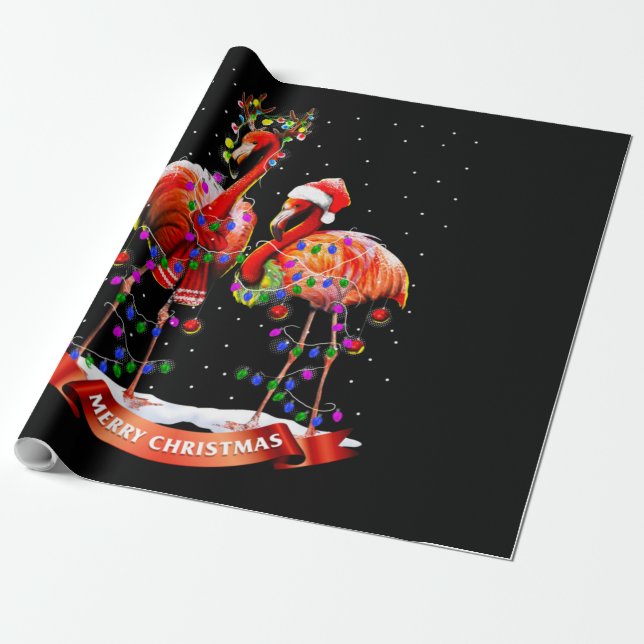 Papel De Presente Natal Flamingos Classic (Desenrolado)