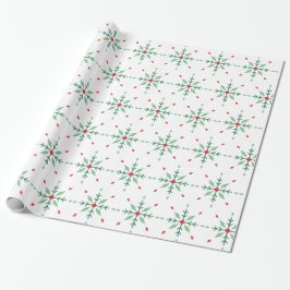 Papel De Presente Natal Floco de Neve Geométrico Verde Moderno