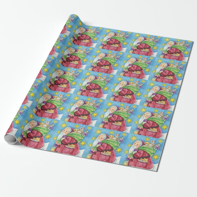 Papel De Presente Natal fofo, Papai Noel com Gatinhos e Gatos! (Desenrolado)