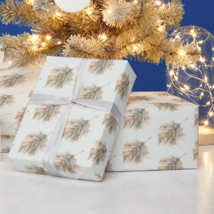 Papel De Presente Natal Folhas de Ouro Champanhe Verde Hortelã