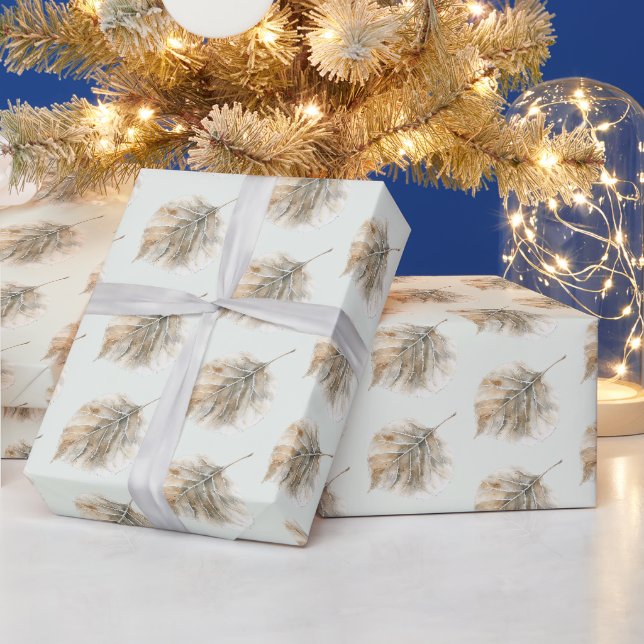 Papel De Presente Natal Folhas de Ouro Champanhe Verde Hortelã (Feriados)