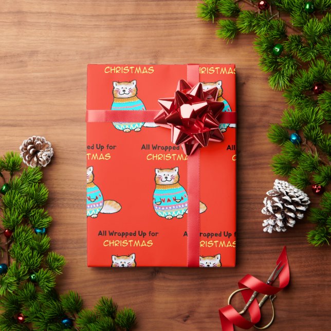 Papel De Presente Natal Gato Caprichoso Alegria de Natal (Presente de Natal)