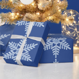 Papel De Presente Natal gelado congelado azul gelado dos flocos de