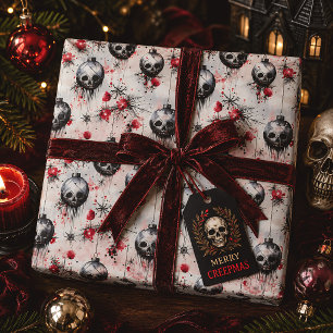 Papel De Presente Natal gótico de crânios Creepmas