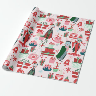 Papel De Presente natal gótico de terror santa vampiro casal