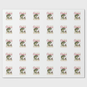 Papel De Presente Natal Grande Peixe Robalo Papai Noel Barco Pesca