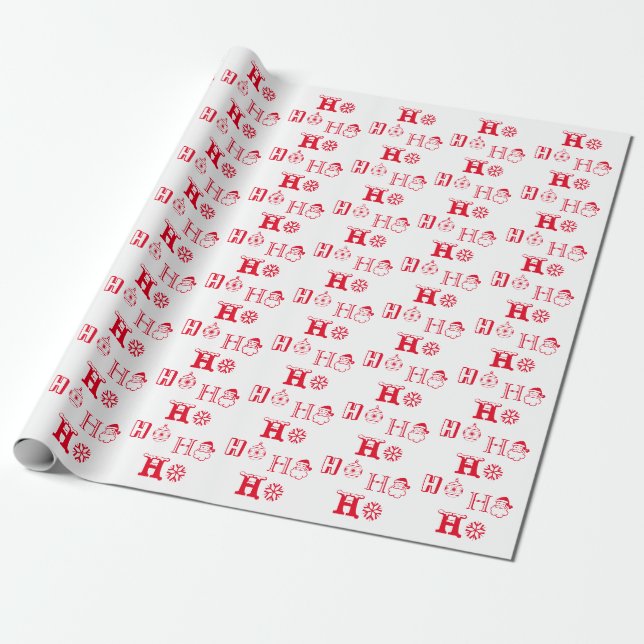 Papel De Presente Natal Ho Ho Red and White Standard (Desenrolado)