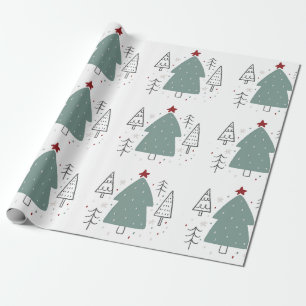 Papel De Presente Natal ilustrado de verde e preto