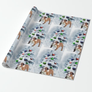 Papel De Presente Natal inglês do buldogue