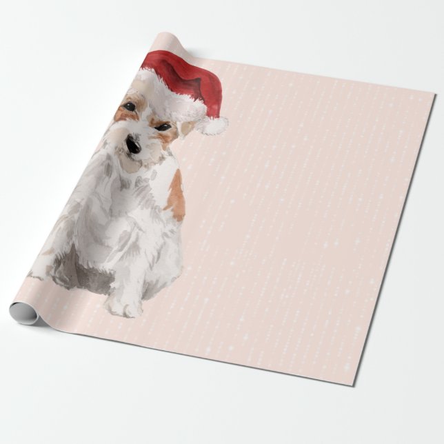 Papel De Presente Natal Jack Russell Dog Santa Hat (Desenrolado)