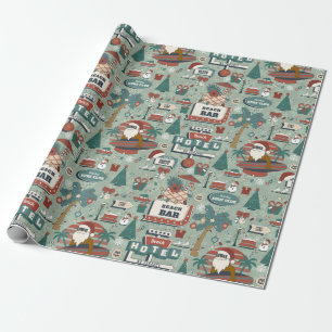 Papel De Presente natal julho rota 25 praia tropical papai noel negr