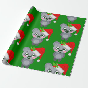 Papel De Presente natal koala santa claus
