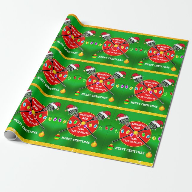 Papel De Presente Natal, LACROSSE Wrapping Paper, PERSONALIZADO (Desenrolado)