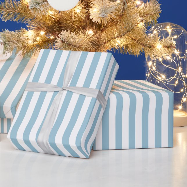 Papel De Presente Natal Listra Azul Clássico (Feriados)