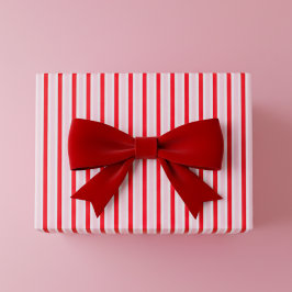 Papel De Presente Natal Listras Rosa Moderno Vermelho