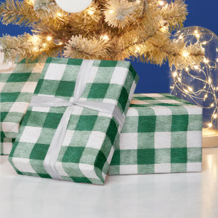 Papel De Presente Natal Listras Xadrez Verde