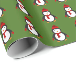 Papel De Presente Natal lustroso do papel de envolvimento do pinguim