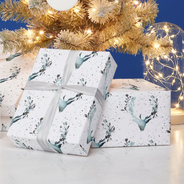 Papel De Presente Natal Mágico de inverno com prata azul de prata (Feriados)