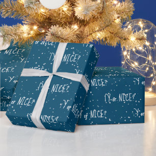 Papel De Presente Natal MALCOMPORTADO ou BONZINHO Texto Em Flocos de
