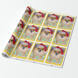 Papel De Presente Natal mau engraçado do cão do papai noel de