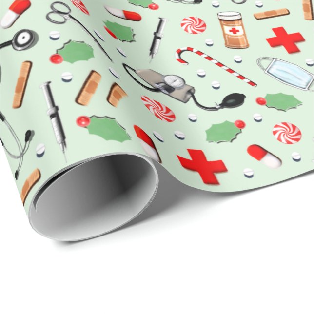 Papel De Presente Natal médico (Ponta do rolo)