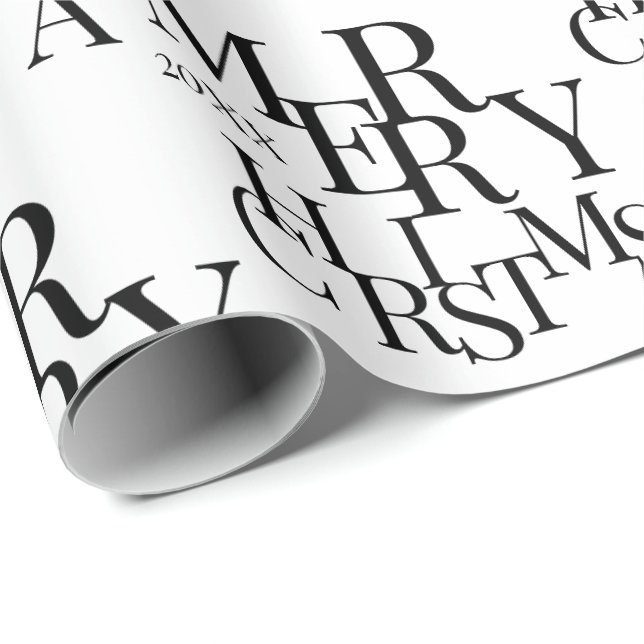 Papel De Presente Natal Mínimo e Negro Moderno e Branco (Ponta do rolo)