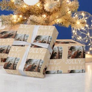 Papel De Presente Natal Moderno Alegre Feliz Foto Personalizada de N