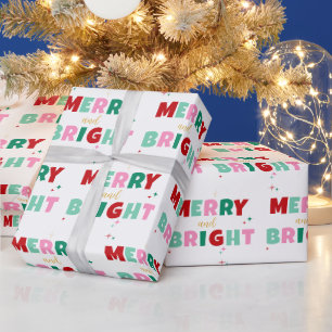 Papel De Presente Natal Moderno Divertido Colorido Alegre e Brilhant