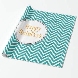Papel De Presente Natal moderno, legal, trendente do Teal Chevron