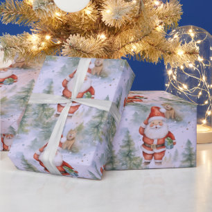 Papel De Presente Natal moderno para a neve do Papai Noel