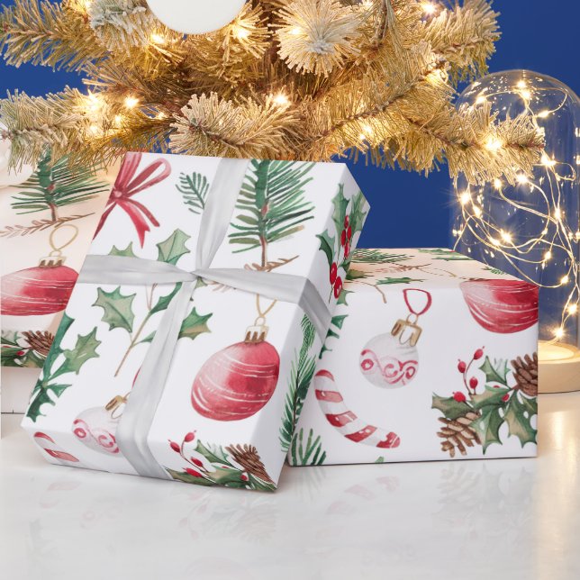 Papel De Presente Natal Moderno Rosa Quente (Feriados)
