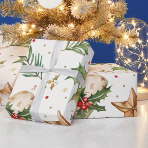 Papel De Presente Natal Moderno Rosa Quente