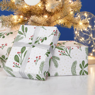 Papel De Presente Natal Moderno Rosa Quente