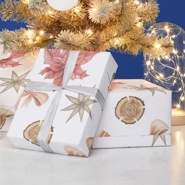 Papel De Presente Natal Moderno Rosa Quente (Feriados)