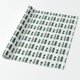 Papel De Presente Natal Moderno Verde Bege Desenhado à Mão