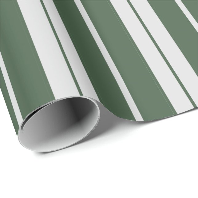 Papel De Presente Natal Moderno Verde com Listras Brancas (Ponta do rolo)