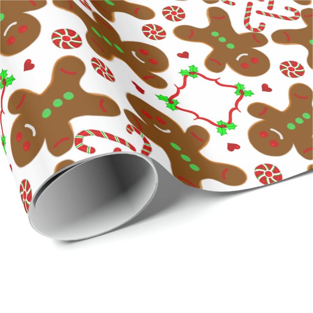 Papel De Presente Natal Monograme do homem de pão-de-espécie (Ponta do rolo)