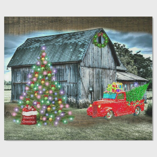 Papel De Presente Natal Na Fazenda Rustic Barn (Aberto)