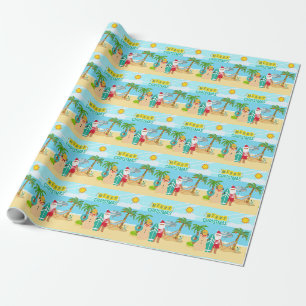 Papel De Presente Natal na Praia do Papai Noel