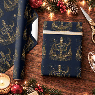 Papel De Presente Natal nas Estrelas   Polo Norte