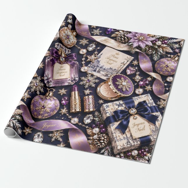 Papel De Presente Natal Naval Azul Parisiense (Desenrolado)