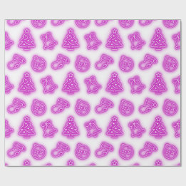 Papel De Presente Natal Neon Pink em Branco