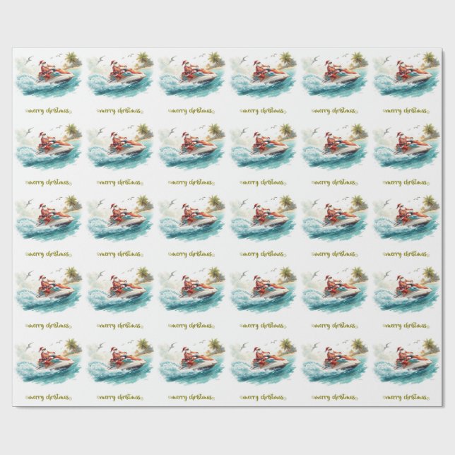 Papel De Presente Natal no Jet Ski com Papai Noel (Aberto)