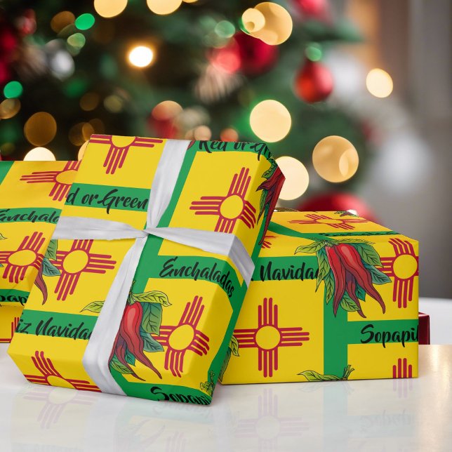 Papel De Presente Natal no Novo México Cheira as Enchiladas Chili (Criador carregado)