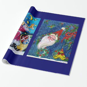 PAPEL DE PRESENTE NATAL NOITE/ SANTA CLAUS JOGANDO VIOLINA