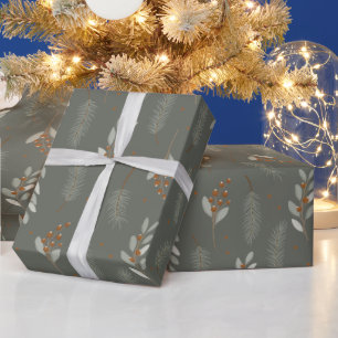 Papel De Presente Natal Nórdico Floresta Escandinava