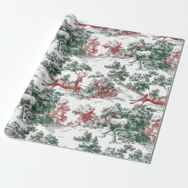 Papel De Presente Natal Nostálgico Vermelho Verde Papai Noel